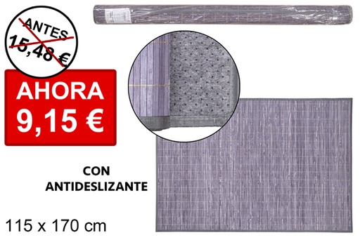 [114466] Tappeto in bambù grigio laminato con bordo PP 115x170 cm