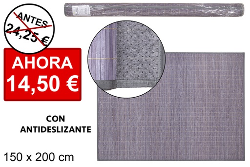 [114467] Tapis en bambou gris laminé avec bordure PP 150x200 cm