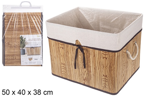 [114476] Scatola organizer pieghevole in bambù naturale rivestita con fiocco 50x40 cm