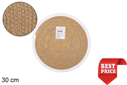 [114524] Dessous de plat en corde de papier naturel/blanc 30 cm