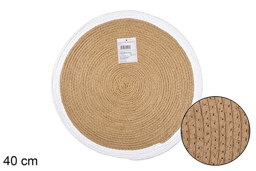 [114525] Dessous de plat en corde de papier naturel/blanc 40 cm