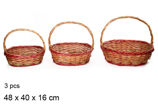 [114565] Pack 3 red Christmas baskets 48x40x16 cm