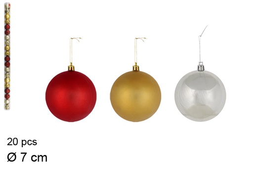 [114639] Pack 20 Christmas bauble assorted tube 7 cm 