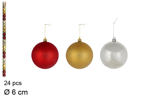 [114640] Pack 24 Christmas bauble in tube 6 cm