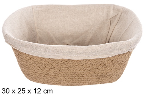 [114665] Cesta cuerda papel natural rectangular con tela 30x25 cm