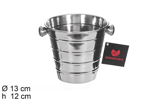[114675] Stainless steel ice bucket with lines 13 cm