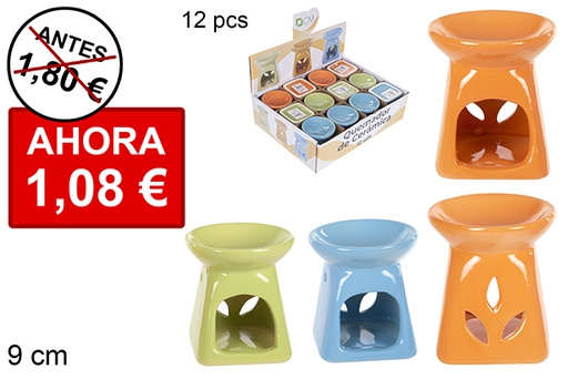 [114724] Queimador quadrado de cerâmica cores sortidas folhas decoradas 9 cm