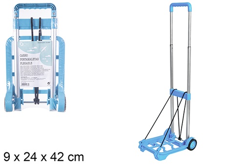 [114736] Light blue folding suitcase trolley
