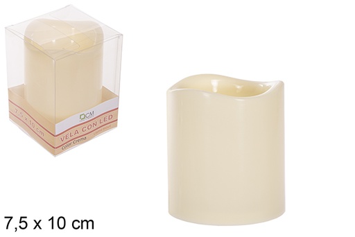 [114743] Vela LED creme chama móvel 7,5x10 cm