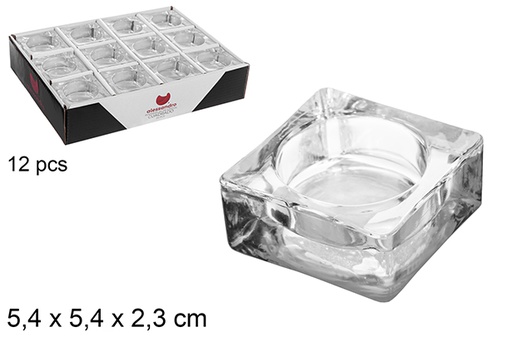 [114881] Square glass candle holder 5,4 cm