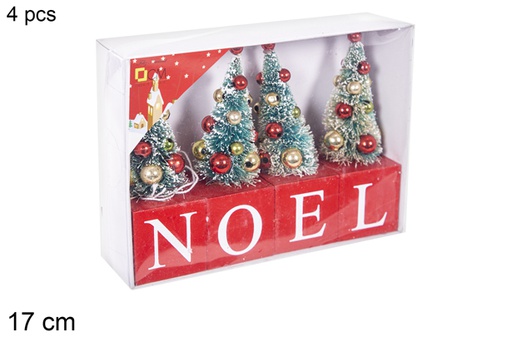 [114893] Pack 4 Christmas trees Noel red 17 cm