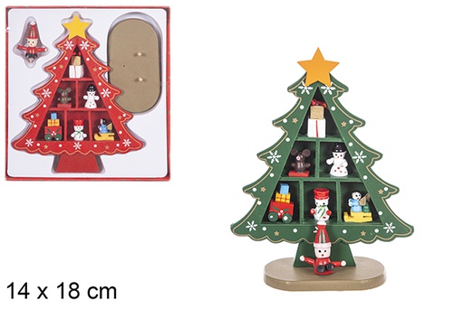 [114895] Árvore de Natal em madeira decorada com cores sortidas 18 cm