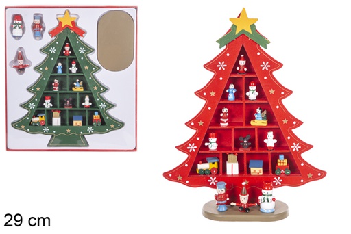 [114896] Sapin de Noël en bois décoré couleurs assorties 29 cm