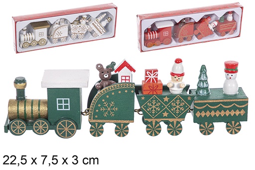 [114903] Trenino natalizio in legno colori assortiti 22,5x7,5x3 cm