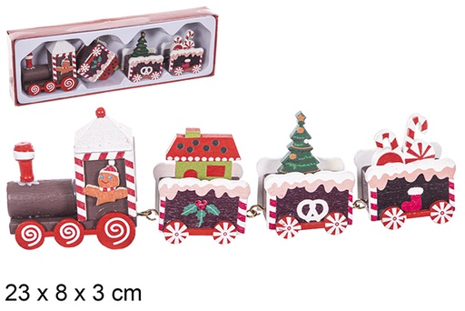 [114904] Christmas wooden train color 23x8x3 cm