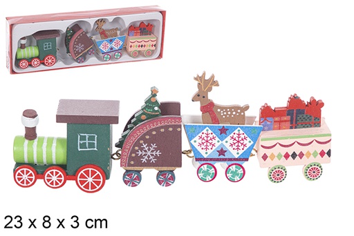 [114905] Christmas wooden train color 23x8x3 cm