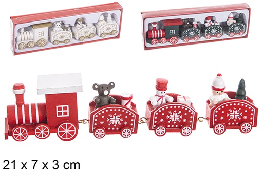 [114906] Christmas wooden train assorted color 21x7x3 cm