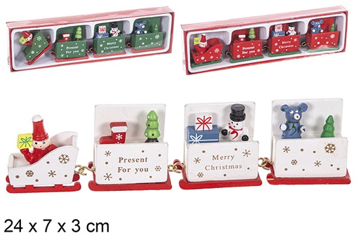 [114908] Christmas wooden train assorted color 24x7x3 cm