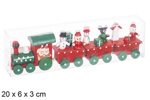 [114909] Tren de madera navideño colores caja PVC 20x6x3 cm