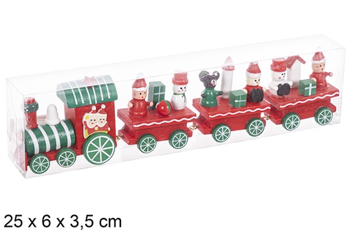 [114910] Tren de madera navideño colores caja PVC 25x6x3,5 cm