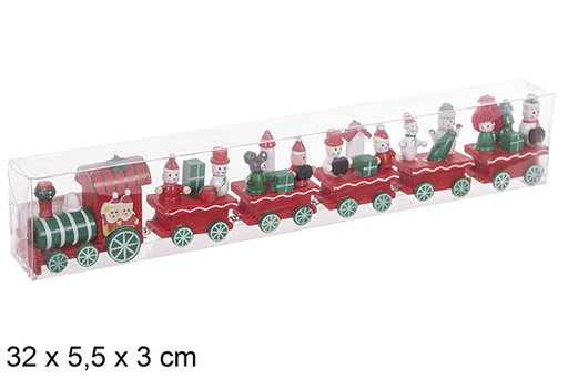 [114911] Christmas wooden train colors PVC box 32x5,5x3 cm