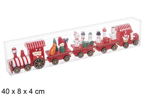 [114912] Trem de natal em madeira cores caixa em PVC 40x8 cm