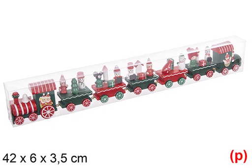 [114914] Boite PVC couleurs train de noel en bois 42x6x cm