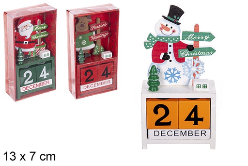 [114922] Papai Noel/renas/boneco de neve de madeira decorado Natal cores sortidas 13x7 cm