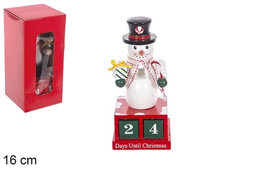 [114927] Christmas decorated snowman with wooden number 16 cm