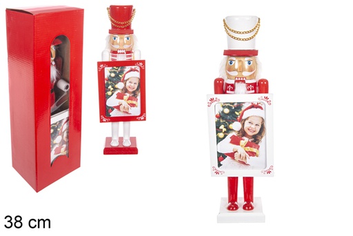 [114932] Schiaccianoci natalizio con cornice portafoto colori assortiti 38 cm