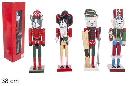 [114933] Schiaccianoci animali in legno decorati natalizi modello assortito 38 cm