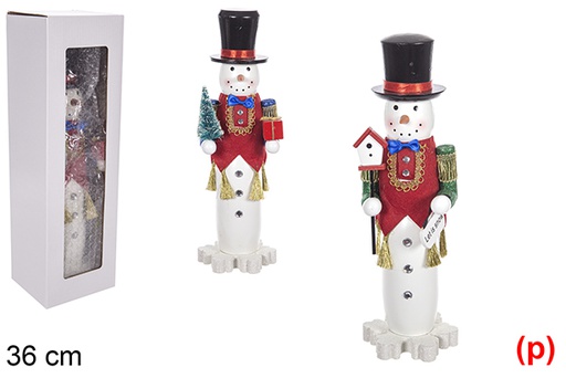 [114935] Quebra-nozes boneco de neve de madeira decorado Natal modelo sortido 36 cm
