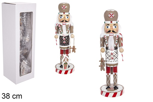 [114939] Casse-noix de Noël couleurs bois assorties modèle 38 cm