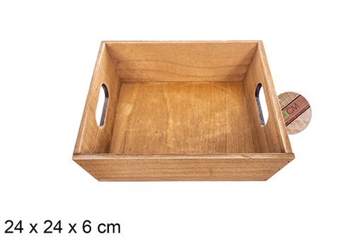 [114957] Coffret carré en bois acajou 24 cm
