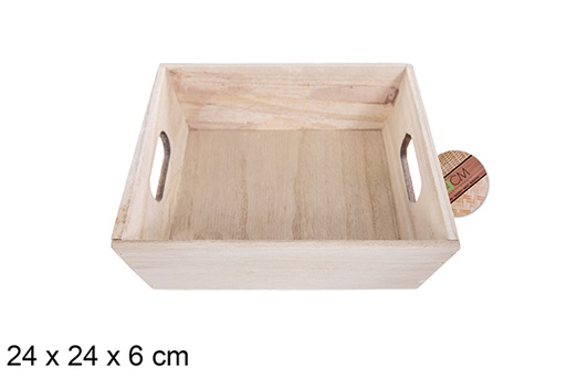 [114958] Coffret carré en bois naturel 24 cm