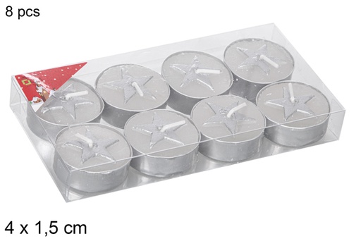 [114968] Pack 8 candles decorated assorted stars 4x1,5 cm