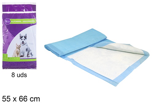 [114999] Pack 8 unités de tapis absorbant pour animaux de compagnie sac 55x66 cm
