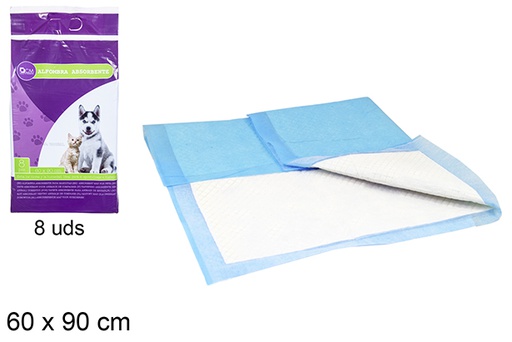 [115000] Pack 8 unidades de tapete absorvente para animais de estimação bolsa 60x90 cm