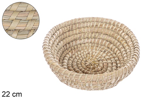 [115014] Panier ronde seagrass cousu palmier 22 cm