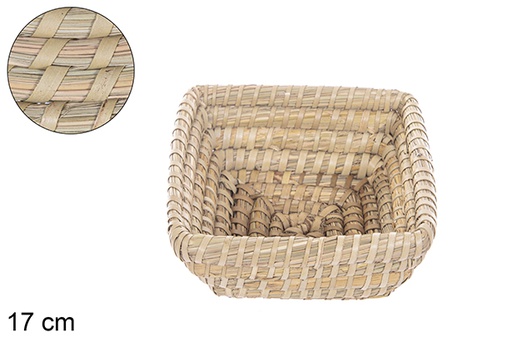 [115016] Cestino quadrato seagrass cucito a palma 17 cm