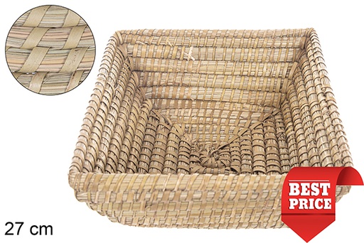 [115018] Panier carré seagrass cousu palmier 27 cm