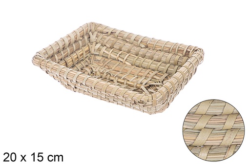 [115022] Cestino rettangolare seagrass cucito a palma 20x15 cm