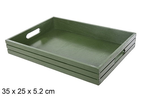 [115033] Green Christmas wooden tray 35x25 cm