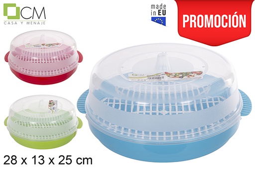 [115053] Vassoio tondo con griglia e coperchio per scongelare colori assortiti