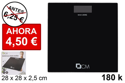 [112436] Bascula baño cuadrada negra máximo 180 kg