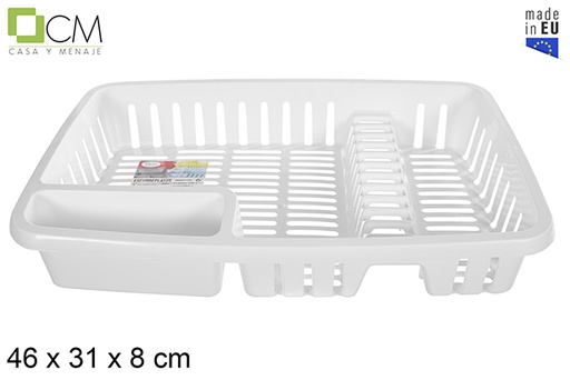 [115056] White plastic dish drainer 46x31 cm