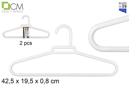 [112130] Pack 2 extra strong white plastic hangers