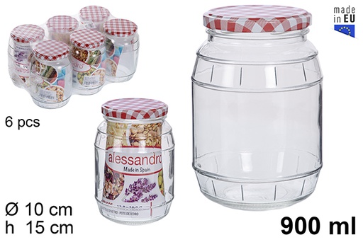 [115106] Round glass jar with vichy lid 900 ml 