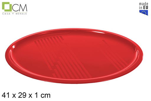 [115119] Plateau en plastique ovale rouge