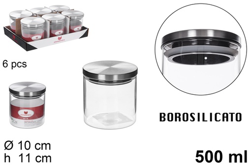 [115130] Barattolo in borosilicato coperchio acciaio 500 ml